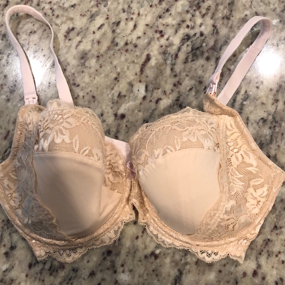 NWOT nude lace nursing bra adorn me 34c